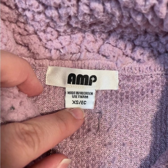 AMP “Not Your Babe” Pink/Purple & White Oversized Fuzzy Sherpa Sweatshirt XS - Picture 14 of 16